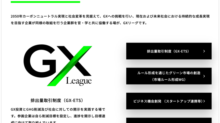 いよいよGXリーグWebサイトにて「GXダッシュボード」が開設され、参画企業ごとの排出削減目標等が公開されました。